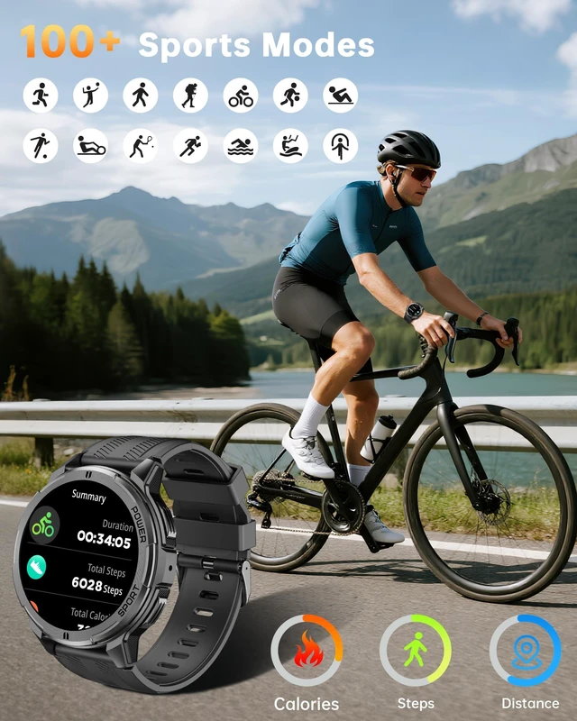 Alt view image 7 of 7 - Smart Watch for Men, 1.43" AMOLED Display Smartwatch with Bluetooth Call 1ATM Water-Resistant Fitness Tracker with Heart Rate SpO2 Sleep Monitor, 100+ Sport Modes for Android iOS