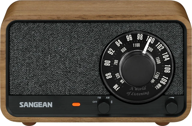 Alt view image 2 of 7 - WR-8 Retro Wooden AM/FM Bluetooth Speaker 54-Hour Battery Life, USB-C, Subwoofer, 3350mAh Rechargeable Battery, Classic Walnut Design, External Antenna