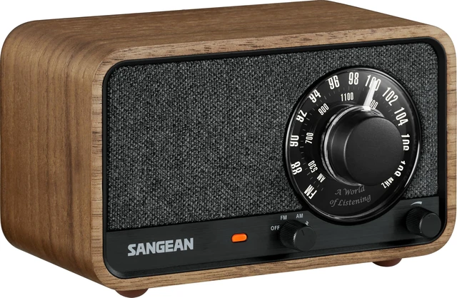 Alt view image 3 of 7 - WR-8 Retro Wooden AM/FM Bluetooth Speaker 54-Hour Battery Life, USB-C, Subwoofer, 3350mAh Rechargeable Battery, Classic Walnut Design, External Antenna