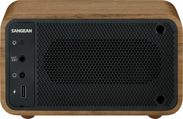 Alt view image 5 of 7 - WR-8 Retro Wooden AM/FM Bluetooth Speaker 54-Hour Battery Life, USB-C, Subwoofer, 3350mAh Rechargeable Battery, Classic Walnut Design, External Antenna