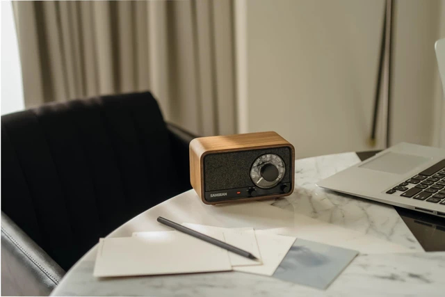 Alt view image 6 of 7 - WR-8 Retro Wooden AM/FM Bluetooth Speaker 54-Hour Battery Life, USB-C, Subwoofer, 3350mAh Rechargeable Battery, Classic Walnut Design, External Antenna