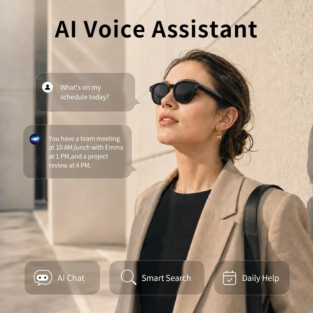 Alt view image 5 of 7 - AI Smart Glasses with 8MP Camera 4K Video Recording Anti-Shake Open Ear Bluetooth Glasses for Men Women, AI Voice Control Translation, Outdoor Sports Cycling Travel