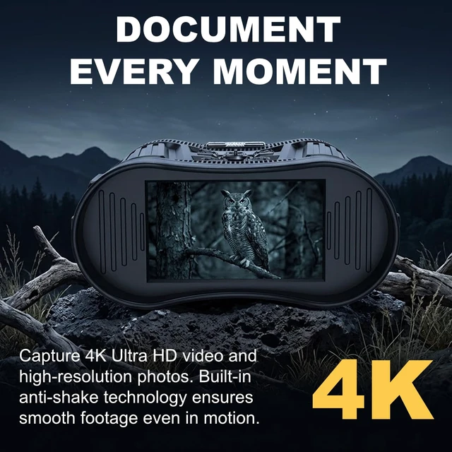 Alt view image 4 of 7 - 4K HD Digital Night Vision Binoculars for Adults, 8X Zoom 2000FT IR Viewing Range, 3-inch Screen Night Vision Goggles with External Flashlight for Camping & Outdoor Observation Black