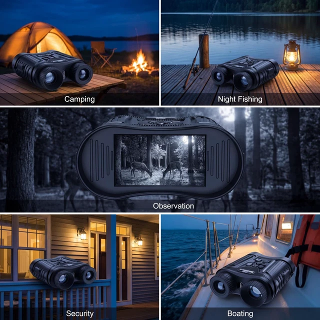 Alt view image 7 of 7 - 4K HD Digital Night Vision Binoculars for Adults, 8X Zoom 2000FT IR Viewing Range, 3-inch Screen Night Vision Goggles with External Flashlight for Camping & Outdoor Observation Black