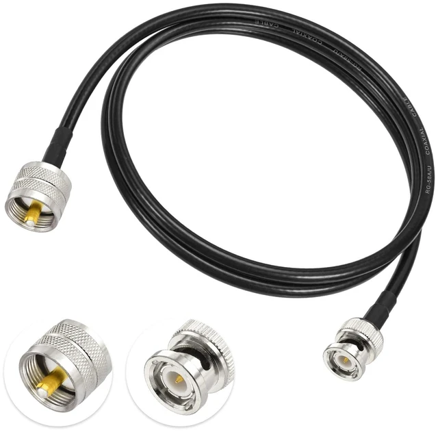 Alt view image 6 of 6 - UHF PL259 Male to BNC Male Cable RG58 Coax 3 Feet for CB Radio, Ham & Amateur Radio, SWR Meter (Pack of 2)