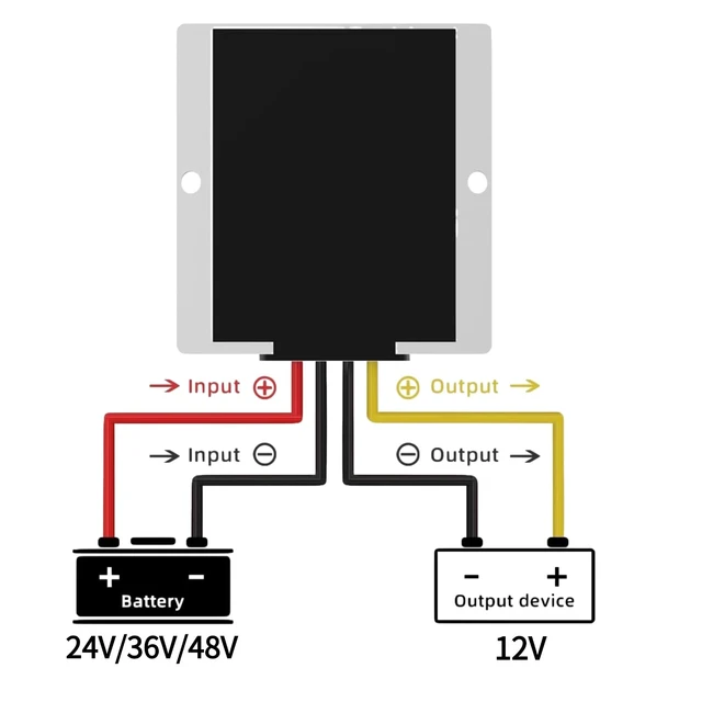 Alt view image 5 of 6 - DC 24V 36V 48V to 12V 10A 120W Golf Cart Voltage Step Down Converter Voltage Regulator Reducer Volt Waterproof Buck Transformer