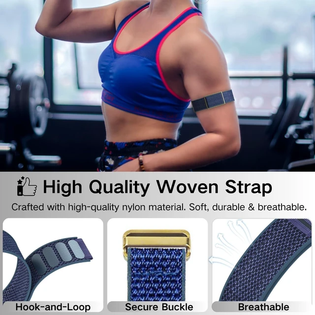 Alt view image 5 of 7 - Bicep Bands Compatible for Polar Loop (2025) / Visible Armband 2.0 Straps Nylon Hook & Loop Weave Breathable Replacement Sport Arm/Ankle Wristbands with Buckle-No Tracker
