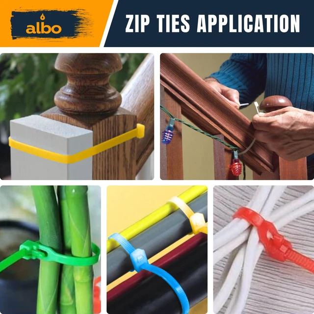 Alt view image 6 of 7 - 800 Pcs. Multicolor Zip Ties, 6 Inch, 40 lb Tensile Strength 8 Colors for Cable Identification and Crafts; UV-Resistant Nylon Cable Ties with Self-Locking Heads, 0.14 Inch Wide