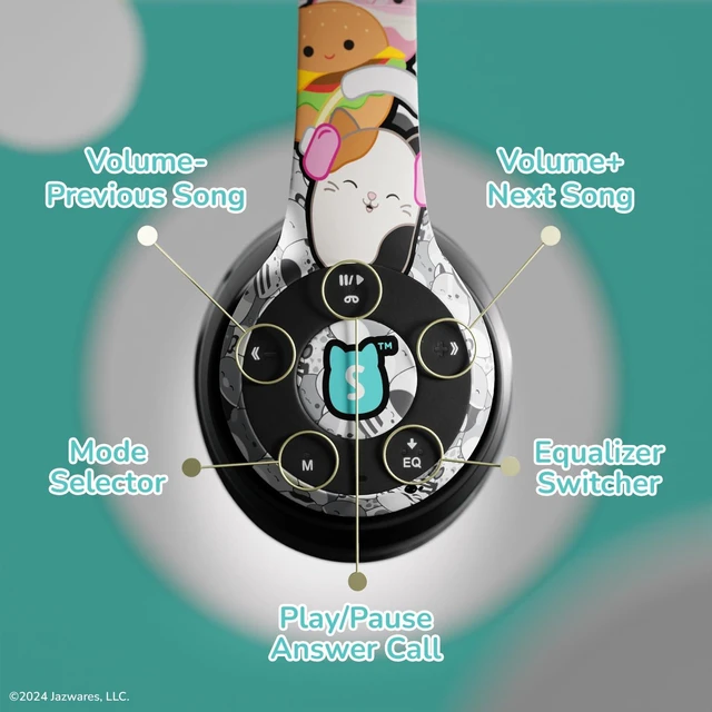 Alt view image 5 of 7 - Squishmallows Bluetooth Over-Ear Headphones- Wireless Foldable Headset Squishmallows Gifts for Girls, Boys, Women, Men and All Squish Squad Fans
