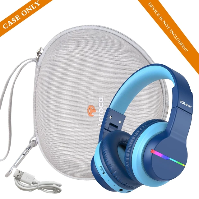 Alt view image 4 of 6 - Kids Headphones Case Compatible with iClever BTH12 / HS19 / BTH26 Kids Bluetooth Headphones, Storage Hard Bag -Grey (Case Only)