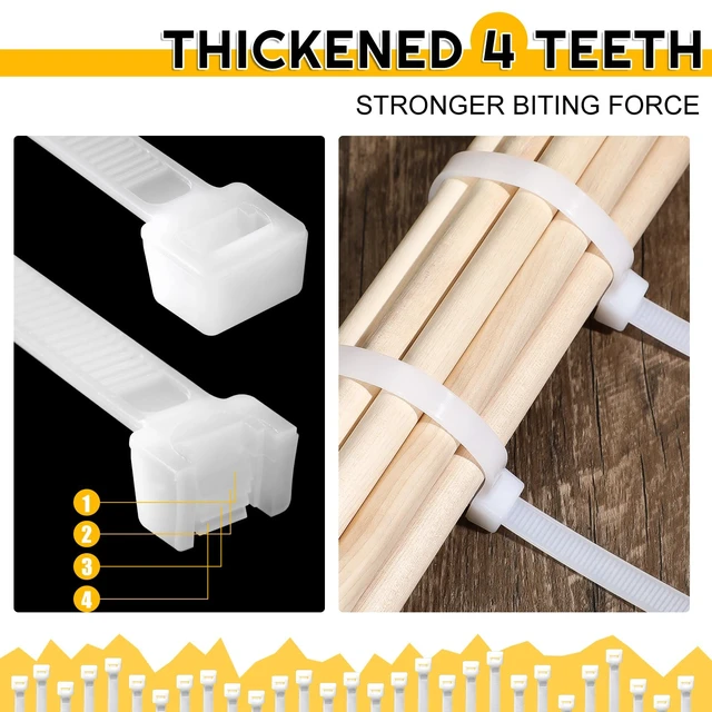 Alt view image 3 of 6 - 48 Pcs 60 Inch Large Zip Ties Heavy Duty Outdoor Extra Large Zip Ties Extra Long Cable Wire Plastic Ties with 176 Pounds Tensile Strength Self Locking UV Resistant (White)