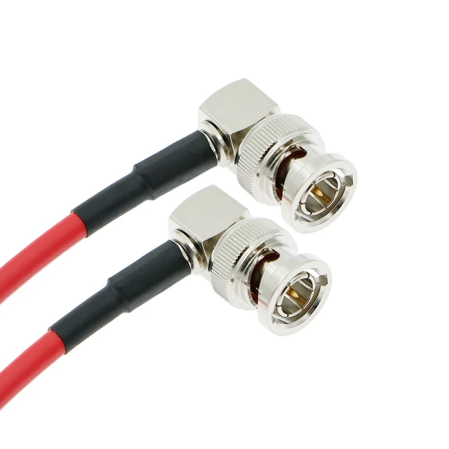 Alt view image 2 of 7 - 12G SDI Flexible Coaxial Cable BNC Male to Male Right Angle for RED Komodo Atomos Monitor 75 Ohm Shielded Cable for 4K Video Camera, Red