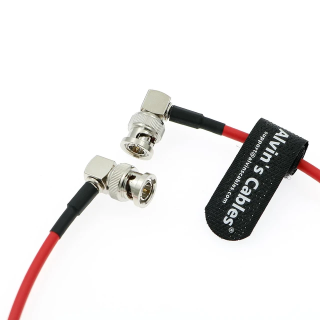 Alt view image 5 of 7 - 12G SDI Flexible Coaxial Cable BNC Male to Male Right Angle for RED Komodo Atomos Monitor 75 Ohm Shielded Cable for 4K Video Camera, Red