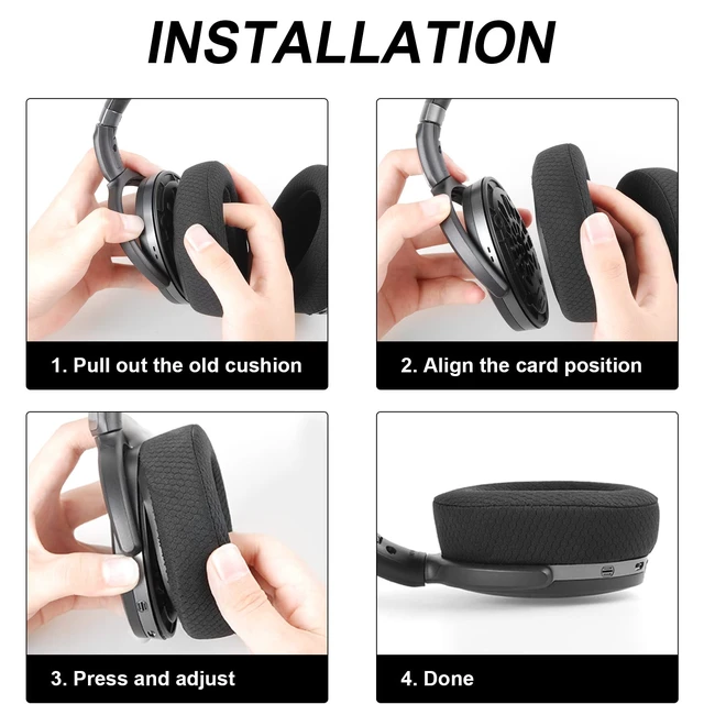 Alt view image 6 of 7 - GVOEARS Replacement Ear Pads for Sennheiser HD4.50BT HD4.50BTNC HD4.40BT Headsets Earpads Replacement, Earpads Cushions for Sennheiser HD4.50BT (HD4.50 MF Black)