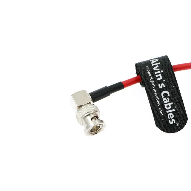 Alt view image 6 of 7 - 12G SDI Flexible Coaxial Cable BNC Male to Male Right Angle for RED Komodo Atomos Monitor 75 Ohm Shielded Cable for 4K Video Camera, Red