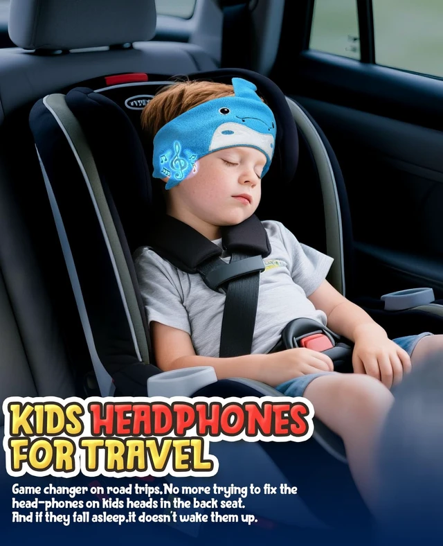 Alt view image 6 of 7 - Kids Headphones Headband Bluetooth-Toddler Wireless & Wired Headphones Headband - Comfortable Fit - Safe Volume Limited - Adjustable for Travel, Learning, Sleep and Entertainment