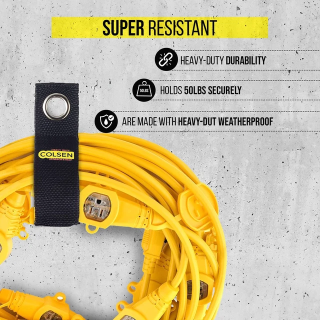 Alt view image 4 of 7 - 10 in Heavy-Duty Storage Straps for Cords & Hoses, 6 Pack Compact reusable straps organize smaller cords, hoses and tools with a strong hook-and-loop fastening system