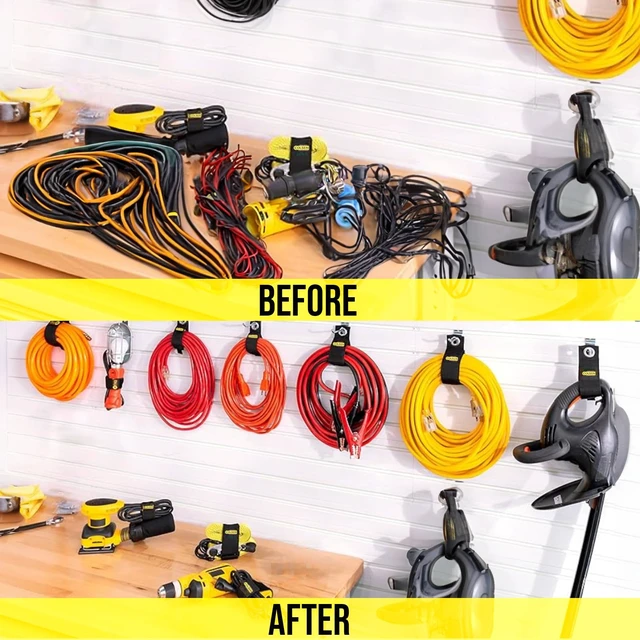 Alt view image 7 of 7 - 10 in Heavy-Duty Storage Straps for Cords & Hoses, 6 Pack Compact reusable straps organize smaller cords, hoses and tools with a strong hook-and-loop fastening system