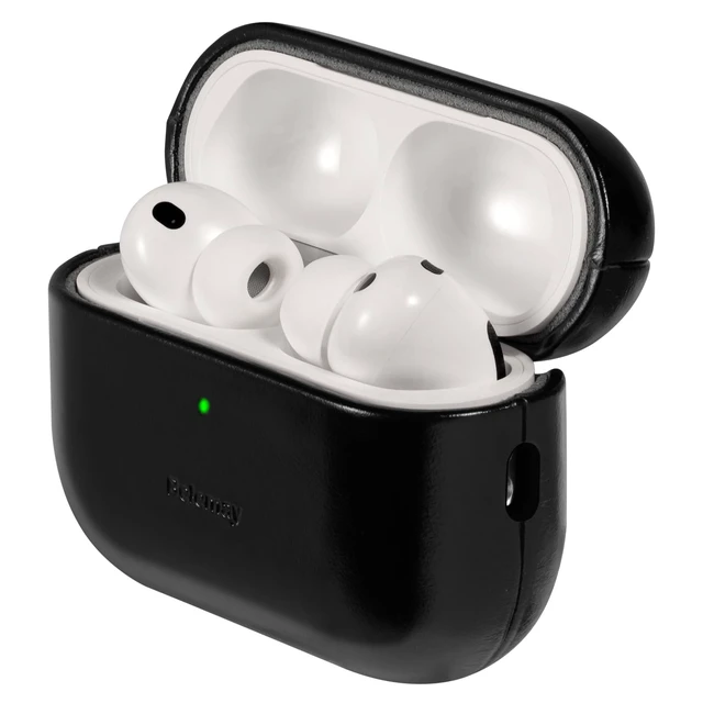 Alt view image 2 of 7 - Handcrafted Oil-Waxed Leather Case for AirPods Pro 3 Obsidian Black Genuine Cowhide, Glossy Look, lively Character, Silky-Smooth Touch, Rich Patina, Compatible with MagSafe, Daily Carry Cover