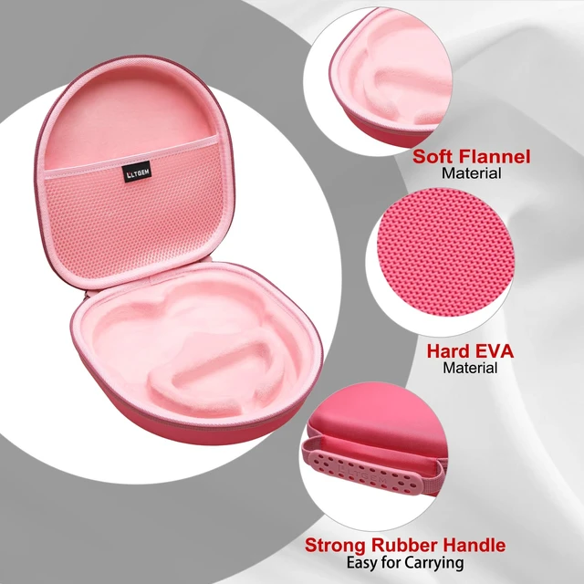 Alt view image 4 of 7 - Hard Case for Anker Soundcore Q30/Q20i/Q45/Space One Pro Headphones, Pink Hard Eva Storage Protective Case for Anker Soundcore Q45/Q35/Q30/Q20/Q20i/Space One Pro Over-Ear Headphones, Case Only