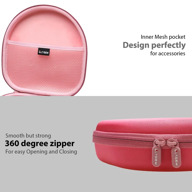Alt view image 7 of 7 - Hard Case for Anker Soundcore Q30/Q20i/Q45/Space One Pro Headphones, Pink Hard Eva Storage Protective Case for Anker Soundcore Q45/Q35/Q30/Q20/Q20i/Space One Pro Over-Ear Headphones, Case Only
