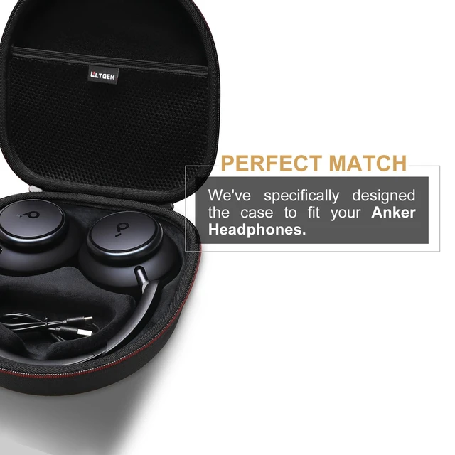 Alt view image 3 of 7 - Hard Case for Anker Soundcore Q30/Q20i/Q45/Space One Pro Headphones, Black Hard Eva Storage Protective Case for Anker Soundcore Q45/Q35/Q30/Q20/Q20i/Space One Pro Over-Ear Headphones, Case Only