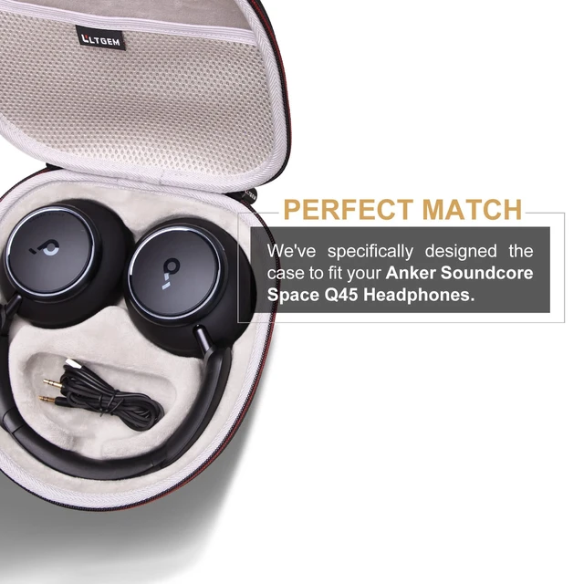 Alt view image 3 of 7 - Hard Case for Anker Q30/Q20i/Q45/Space One Pro Headphones, Black+Grey Hard Eva Storage Protective Case for Anker Soundcore Q45/Q35/Q30/Q20/Q20i/Space One Pro Over-Ear Headphone, Case Only