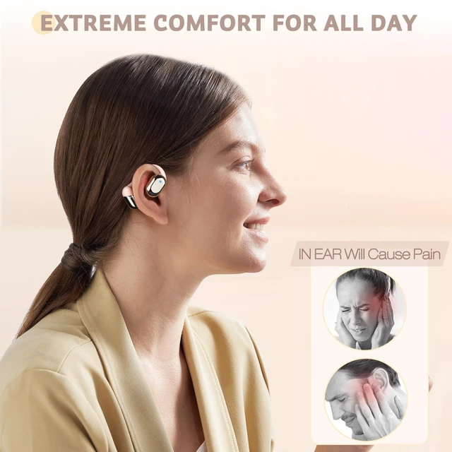 Alt view image 2 of 6 - Open-Ear Headphones, All-Day Comfort, 28H Battery with prolonged Wearing, IPX5 Waterproof, Compatible with Different Bluetooth Devices-Pink