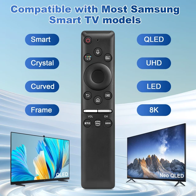 Alt view image 3 of 7 - Replacement TV Remote Voice Control for Samsung Smart TV Voice Search, IR, Shortcut Keys, 2019-2026 Models