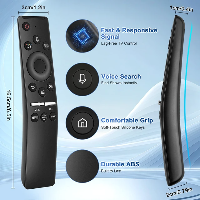 Alt view image 5 of 7 - Replacement TV Remote Voice Control for Samsung Smart TV Voice Search, IR, Shortcut Keys, 2019-2026 Models