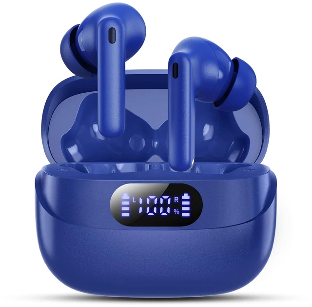 Main image of Wireless Earbuds, 42H Playtime Bluetooth 5.3 Headphones, HiFi Stereo Call Noise Cancelling Earbuds, IPX7 Waterproof Stereo in-Ear Earphones with LED Display for iOS Android (Ocean Blue)