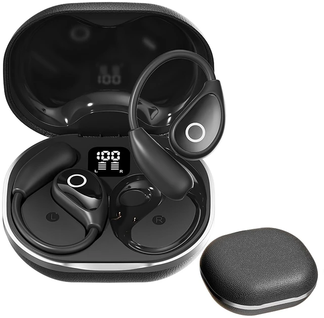 Main image of Open Ear Wireless Bluetooth Headphones, Pain-Free Air Conduction Ear Buds with LED Digital Display Charging Case, Sweat Resistant for Running, Safe Driving, and Extended Daily Use