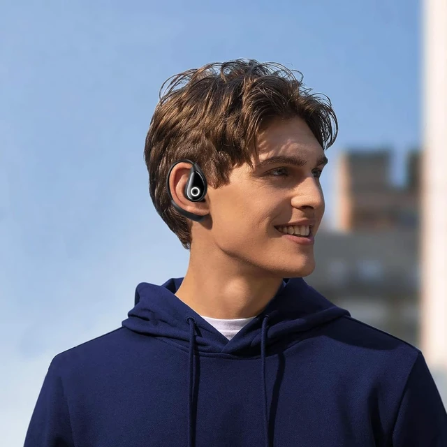 Alt view image 3 of 7 - Open Ear Wireless Bluetooth Headphones, Pain-Free Air Conduction Ear Buds with LED Digital Display Charging Case, Sweat Resistant for Running, Safe Driving, and Extended Daily Use