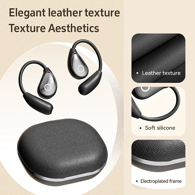 Alt view image 5 of 7 - Open Ear Wireless Bluetooth Headphones, Pain-Free Air Conduction Ear Buds with LED Digital Display Charging Case, Sweat Resistant for Running, Safe Driving, and Extended Daily Use