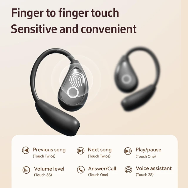 Alt view image 6 of 7 - Open Ear Wireless Bluetooth Headphones, Pain-Free Air Conduction Ear Buds with LED Digital Display Charging Case, Sweat Resistant for Running, Safe Driving, and Extended Daily Use