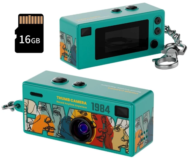 Main image of Mini Keychain Digital Camera, 1080P HD Video Recorder, Mirco Thumb Camera, Digicam,Video Recording,Bag Charm for Vlog Kids Adult Students (Turquoise)