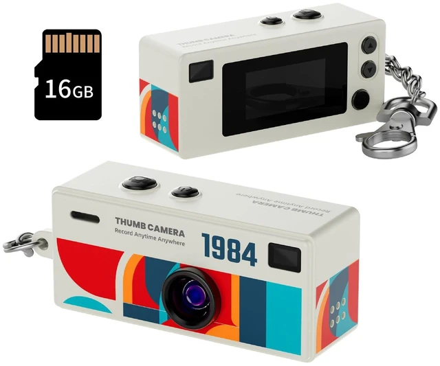 Main image of Mini Keychain Digital Camera, 1080P HD Video Recorder, Mirco Thumb Camera, Digicam,Video Recording,Bag Charm for Vlog Kids Adult Students (White)