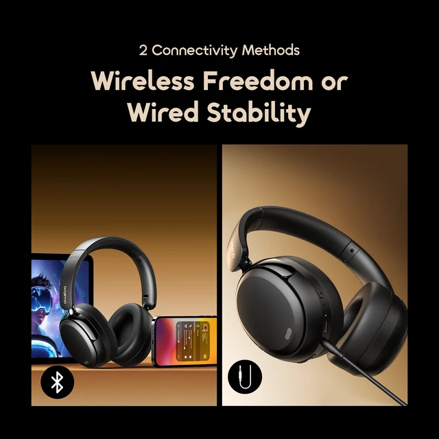 Alt view image 5 of 7 - Bluetooth Headphones Active Noise Cancelling, 65H Playtime, 3 EQ Modes, Deep Bass, Bluetooth 5.4, Wireless Over-Ear Headphones with Microphone for Office Travel, Black