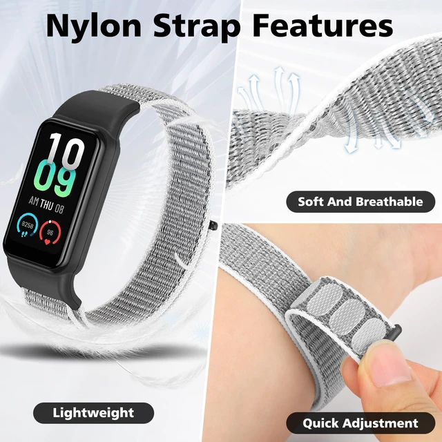 Alt view image 3 of 7 - Solo Loop Nylon Bands Compatible with Amazfit Band 7 Straps,Soft Breathable Comfortable Adjustable Colorful Sports Replacement Wristband for Amazfit Band 7 for Men Women