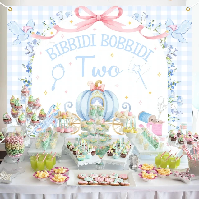 Alt view image 4 of 6 - Bibbity Bobbity Two Backdrop - Castle Princess Magical 2nd Bday Decor, Bibbidi Bobbidi Two Banner, Cheers to 2 Years, Pumpkin Cart 2nd Birthday Party Decorations 7x5ft