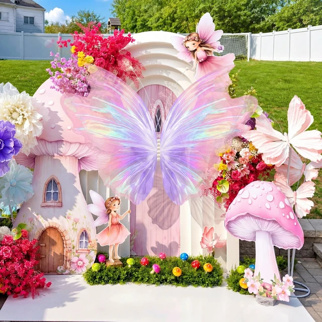 Alt view image 6 of 6 - 47 Inch Giant Butterfly Party Decoration Large Mariposas Grandes para Decor Big 3D Silk Butterfly Backdrop for Birthday Party Wedding Photo Booth(Pink Purple, Laser Style)