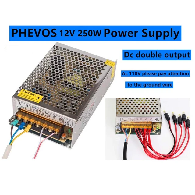 Alt view image 2 of 7 - AC 110V/220V to DC 12V 20A 250W Universal Regulated Switching Power Supply Transformer Adapter LED Driver for CCTV Camera System, Radio,LED Strip,Pixel Lights,Raspberry PI Models