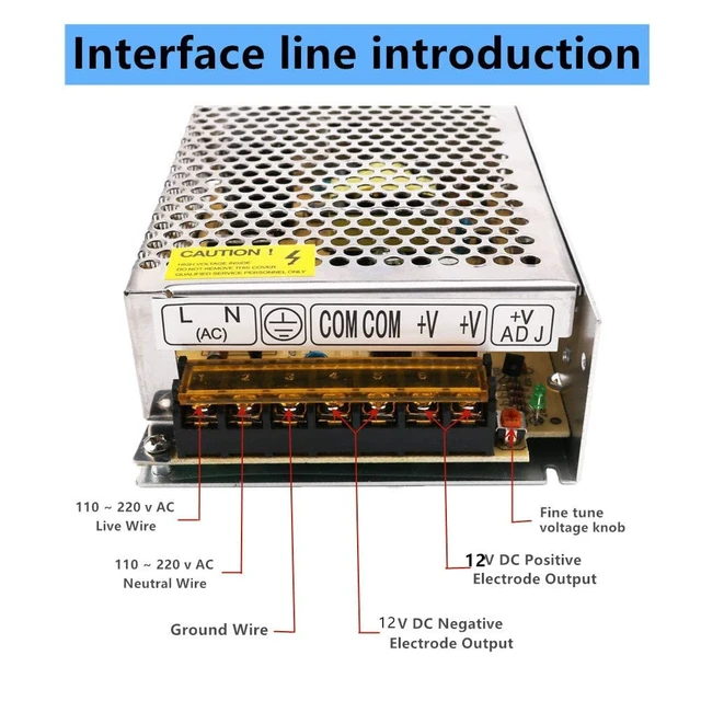 Alt view image 4 of 7 - AC 110V/220V to DC 12V 20A 250W Universal Regulated Switching Power Supply Transformer Adapter LED Driver for CCTV Camera System, Radio,LED Strip,Pixel Lights,Raspberry PI Models