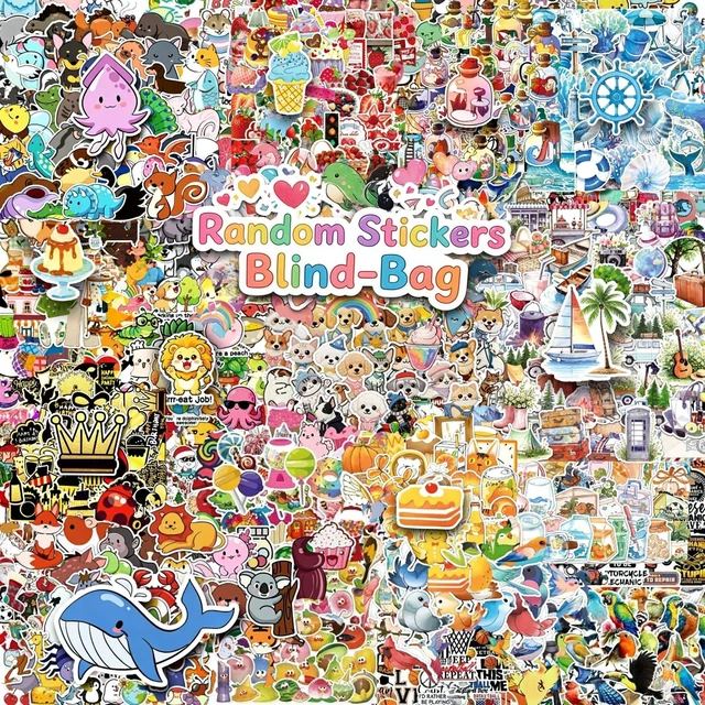 Main image of Kawaii Sticker Blind Bag, 700 Pcs Random Cute Cartoon Sticker Pack, Waterproof Vinyl Mystery Surprise Decals for Water Bottles Laptop Scrapbook Skateboard, Gift for Kids Teens