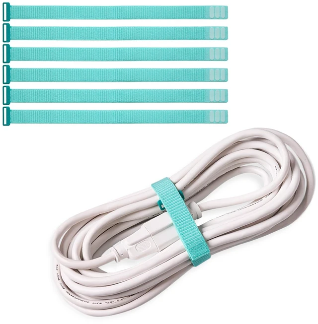 Main image of Cinch Straps - 12" (6-Pack) Turquoise Reusable Cable Organizer and Home Office Organizer Cord Wraps for Appliances