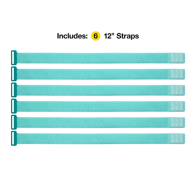 Alt view image 3 of 6 - Cinch Straps - 12" (6-Pack) Turquoise Reusable Cable Organizer and Home Office Organizer Cord Wraps for Appliances