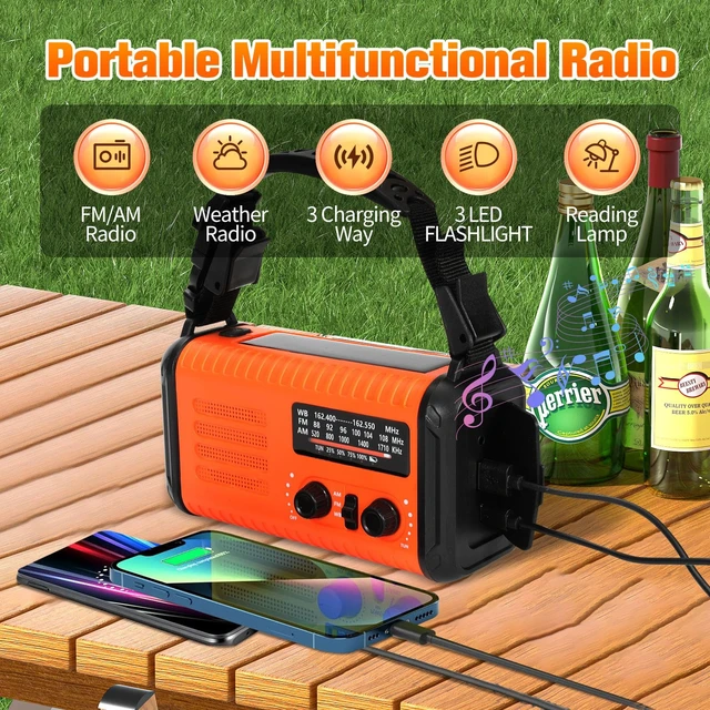 Alt view image 2 of 7 - Hand Crank Emergency Radio, NOAA Weather Radio with AM/FM & Solar Radio, 20000mAh Rechargeable Battery Powered, Cell Phone Charging, 3 Modes Flashlight Reading Lamp, SOS Alarm for Emergency