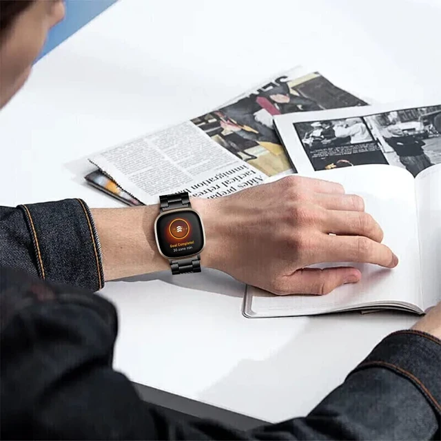 Alt view image 7 of 7 - Stainless Steel Band Compatible with Fitbit Versa 4 / Fitbit Sense 2 / Fitbit Versa 3 / Fitbit Sense, Adjustable Metal Watch Bands BraceletsWristband Replacement for Women Men