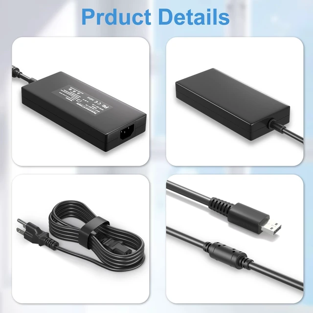 Alt view image 4 of 6 - 240W USB Tip Charger Compatible with MSI GE76 GE66 GP76 Raider A20-240p2a Fit for MSI GE76 GE66 GP66 GS77 Raider Laptop Chicony a20-240p2a