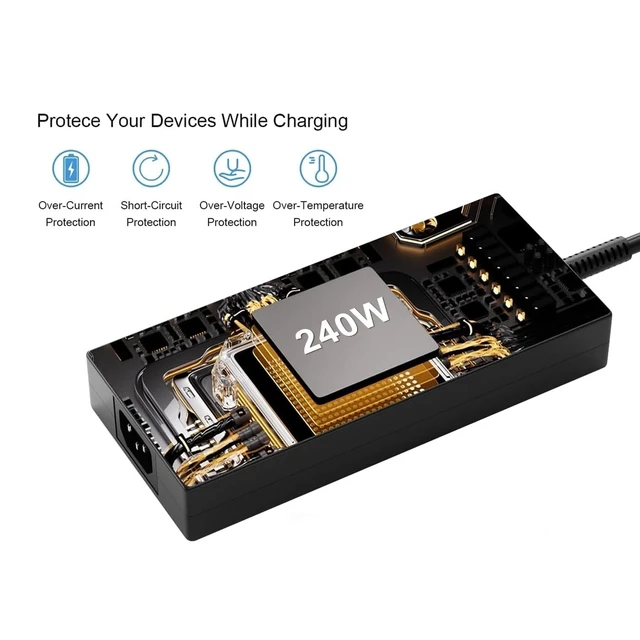 Alt view image 5 of 6 - 240W USB Tip Charger Compatible with MSI GE76 GE66 GP76 Raider A20-240p2a Fit for MSI GE76 GE66 GP66 GS77 Raider Laptop Chicony a20-240p2a